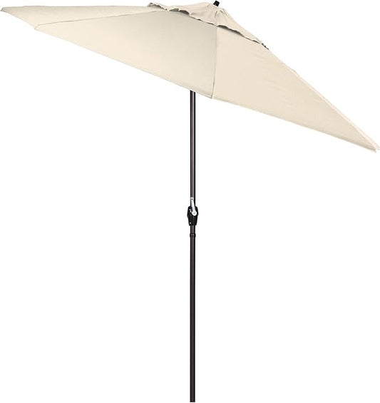 California Umbrella 7.5' Round Aluminum Outdoor Deck, Pool or Patio Umbrella, Crank Lift, Auto Tilt, Bronze Pole, Antique Beige