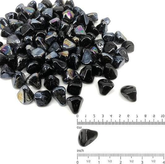 10 Pound 1/2 Inch Fire Glass Diamonds for Natural or Propane Fire Pit Fireplace and Landscaping, 10 Pounds Onyx Black