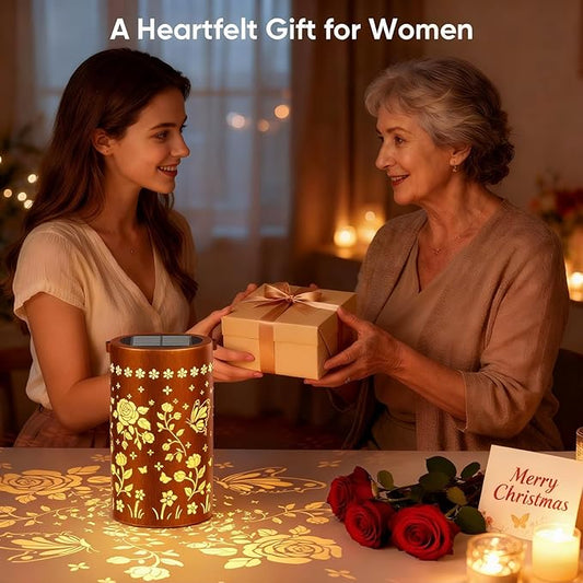 Butterfly Rose Solar Lanterns Outdoor: 1 Pack Hanging Metal LED Garden Lights Waterproof for Yard Patio Backyard - Unique Birthday Christmas Gifts for Women Mom Grandma