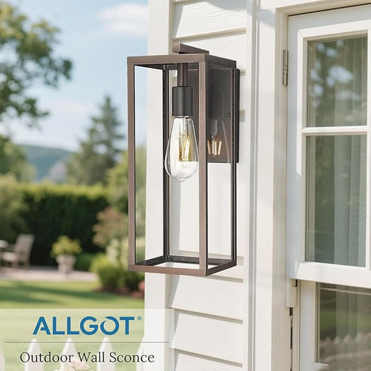 ALLGOT Outdoor Wall Sconce, Outside Porch Light, Anti-Rust Outdoor Wall Lantern Lamp, Exterior Lighting Fixture for Front Porch Corridor Doorway Patio (Oil-Rubbed Bronze, 16 Inch Height)