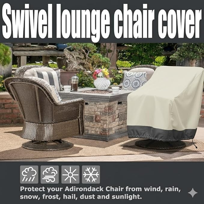 4 Pack Heavy Duty Patio Chair Covers - Rip-Resistant 600D Oxford Fabric - 8000mm Waterproof UV-Resistant Outdoor Furniture Covers for Adirondack, Rocking, and Swivel Chairs, 39"W x 37"D x 38"H