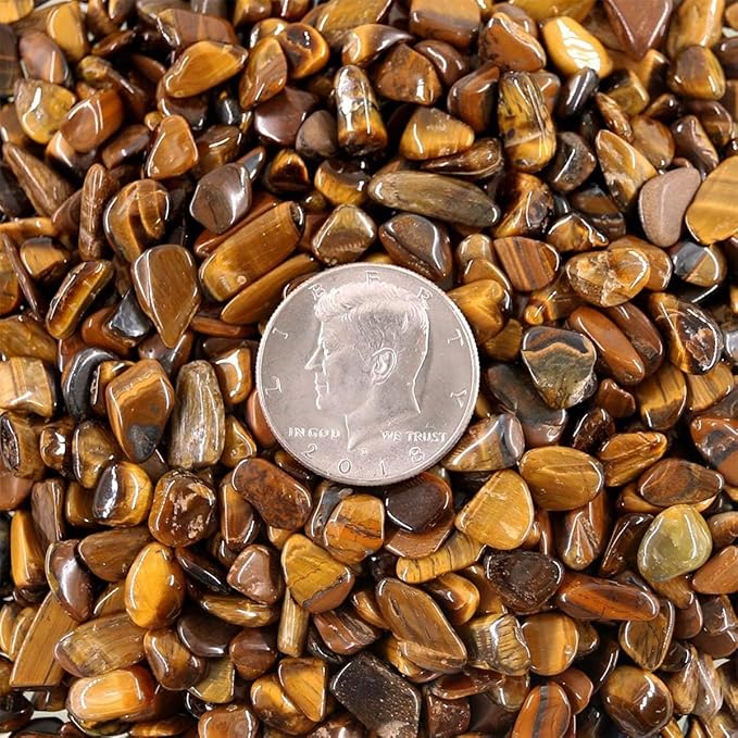WAYBER Decorative Rocks, 2 Lbs/920g (Fill 1.8 Cups) Tiger's Eye Stones Irregular Gem Pebbles Quartz Gravel for Aquarium Turtle Tank Decoration/Succulent Plants Ornament/Flowerpot Vase Landscape