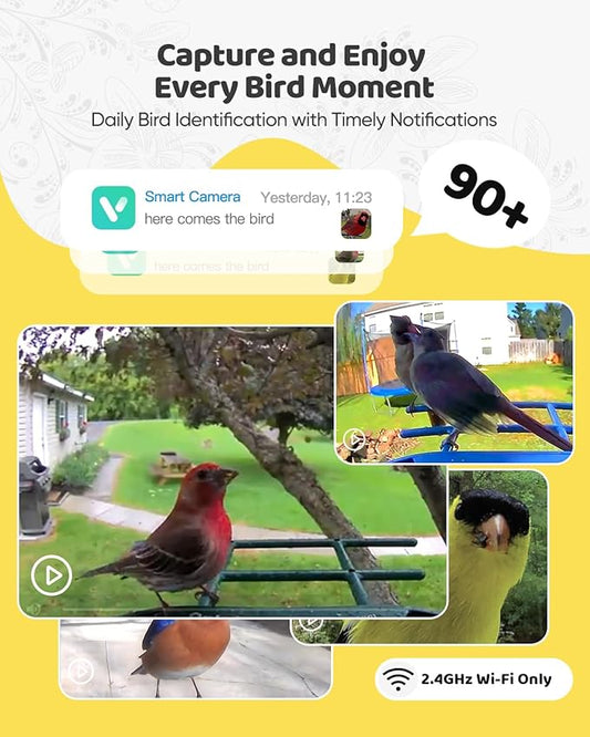 Bird Feeder with Camera Solar Powered: Smart Camera Bird Feeder 2K Live Feed Cam for Outdoor Backyard - Ai Identify Auto Capture Videos, Unique Outdoor Gifts for Mom Dad Birdlover