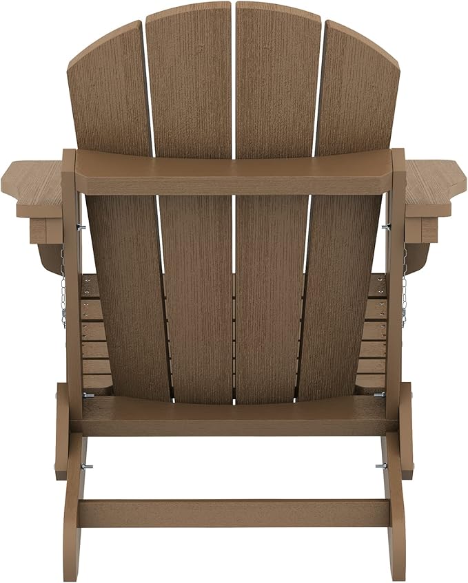 SERWALL Folding Adirondack Chair Set of 4 Outdoor Chairs Painted Adirondack Chair Weather Resistant for Patio Deck Garden, Backyard Deck, Fire Pit- Brown