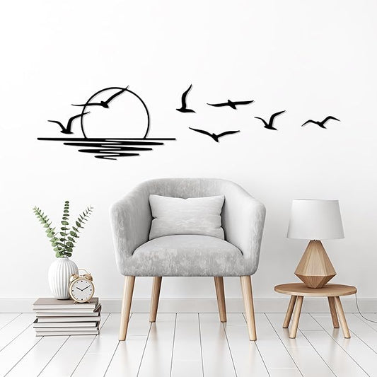 Sunrise Metal Wall Art, Sunset Metal Wall Decor for Living Room, Sunshine Line Art Home Decor Outdoor Indoor, Sun Design Modern Artwork for Walls, Abstract Sunset Wall Decor, Housewarming Gifts