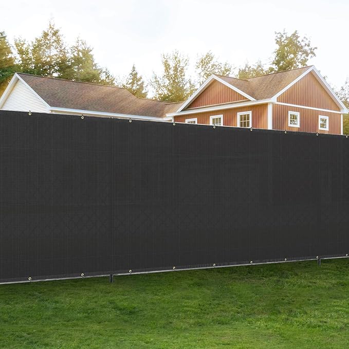 4'x48' Privacy Fence Screen Net Fencing 90% Privacy Blockage Windscreen Fence Cover with Copper Grommet for Patio Backyard Garden Swimming Pool, Zip Ties Included, Black