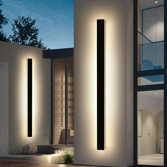 Mikeru 70.8inch Long LED Wall Light Fixtures, 3000k Exterior Wall Sconces, Acrylic Invisible Outdoor Lights for Porch Modern Exterior Wall Light Mount Lighting for House Courtyard Patio Garage