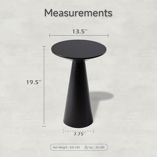 COZAYH Farmhouse Pedestal Small End Table Round Martini Table Wood Plant Stand Rustic Drink Table for Small Space Living Room, Bedroom, Black