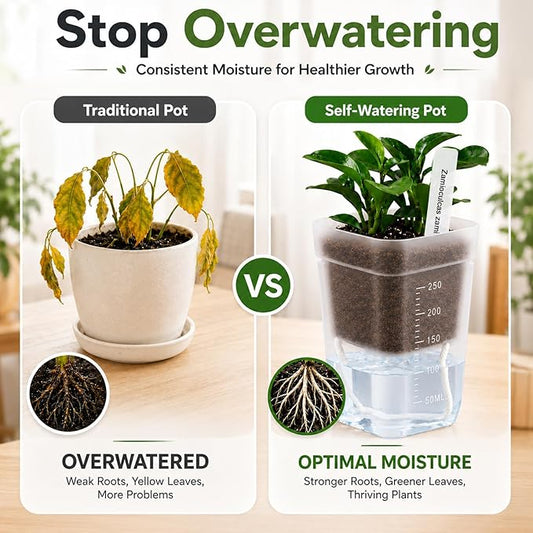 12 Pack 2.5" Self Watering Seed Starter Cups, Clear Mini Planters for Indoor Plants, Help Prevent Overwatering, Promote Healthy Growth for Seedlings, Cuttings & Small Plants, with 12 Labels