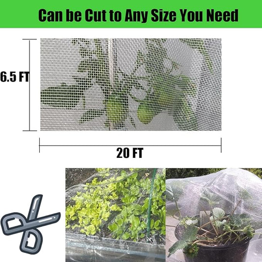 Gardtree Garden Mesh Netting, 6.5x20 FT Insect Netting for Raised Beds Mosquito Net Plant Garden Bed Covers Bird Net Protection Pest Barrier for Vegetable Fruits Crops Greenhouse