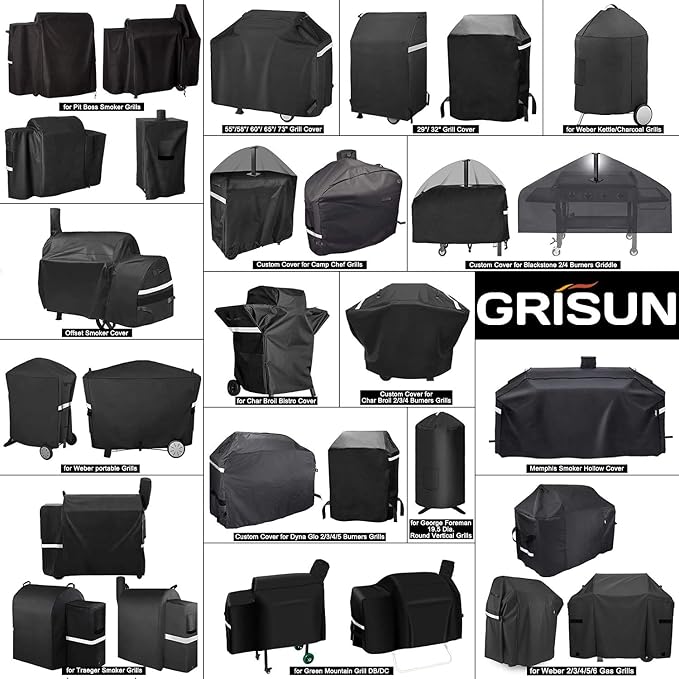 Grisun Grill Cover for Oklahoma Joe's Longhorn Combo Grill, Anti-Fade Waterproof BBQ Cover for Oklahoma Joe's Charcoal/LP Gas/Smoker Combo, Fabric Handle for Easy Put On and Take Off, 600D Polyester