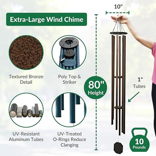 Lambright Chimes Grandfather Clock Extra Large Personalized Wind Chime, Custom Windchimes for Memorial, Sympathy, Loss, Anniversary for Wife, Friend, Mother, Grandmother, Pet - Made in America