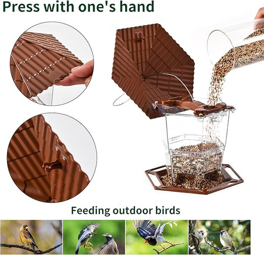 Jealoeur Bird Feeders for Outdoors Hanging Bird Feeder Wild Birds Seed, Brown 2 Pack B