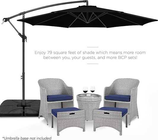 Best Choice Products 10ft Offset Hanging Market Patio Umbrella w/Easy Tilt Adjustment, Polyester Shade, 8 Ribs for Backyard, Poolside, Lawn and Garden