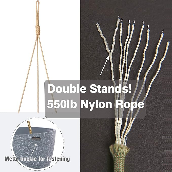 12 Inch 2 Pack Large Hanging Planters for Indoor Outdoor Plants, Plastic Hanging Basket Pots for House Plants Flowers, Grey