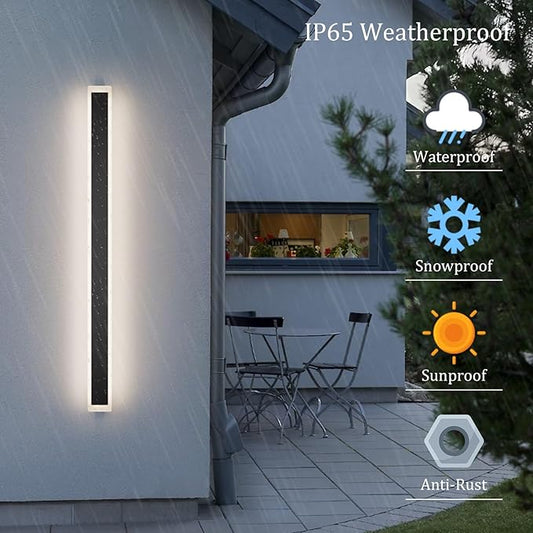 Long Outdoor Wall Light 47.2In 4000K,Modern Black Exterior Wall Mount Outdoor Lighting IP65 Waterproof for Porch Courtyard,1Pack