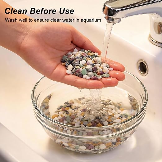 River Rocks,Landscaping Pebbles,Decorative Ornamental Pebbles,Garden Landscaping Stones,Gravel Filler for Home Decoration Flower Bed Fish Tank Plants Vases Succulents (Natural, 5 Pounds)