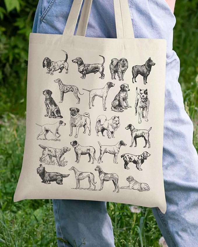 AUSVKAI Canvas Tote Bag Aesthetic for Women, Cute Reusable Cloth Cotton Bags for Shopping Beach Grocery