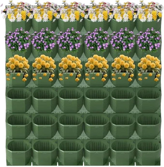 36 Pockets Living Wall Planter Indoor, Self Watering Wall Hanging Planters for Outdoor Plants Stackable, Cascading Vertical Planter Garden (36 planters)