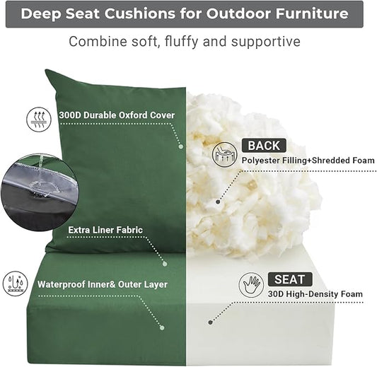 Outdoor Cushions for Patio Furniture,Outdoor Seat Cushion Set 24 x 24 x 4 Inch,Waterproof & Fade Resistant Outdoor Chair Cushions, Patio Chair Cushion, Forest Green