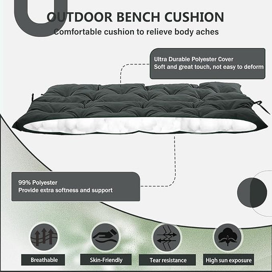 2/3 Seater Swing Replacement Cushion, Waterproof Porch Swing Cushions with Backrest, Thickened Bench Cushions for Outdoor Furniture, for Outdoor Patio Swing (Dark Grey, 71 * 40in)