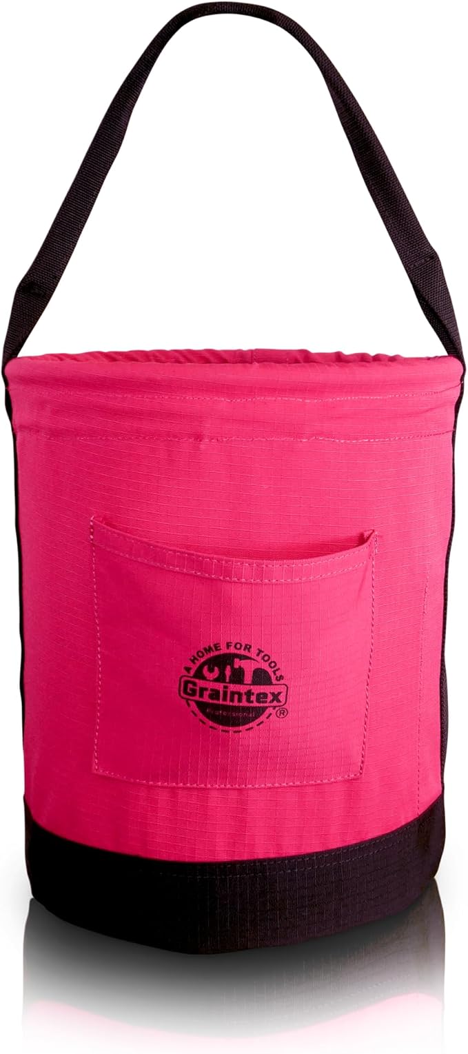 Graintex Canvas Utility Bucket 12"x15", Round Tool Bucket, Reinforced Base & Carry Handle, Ripstop Canvas, Multi-Purpose Bag for Jobsite, Gardening, Home Use, Ideal for Tool Storage Solutions