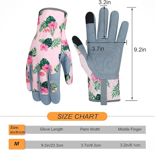 Leather Gardening Gloves for Women Thorn Proof Garden Gloves Touch Screen Working Gloves Gifts,M