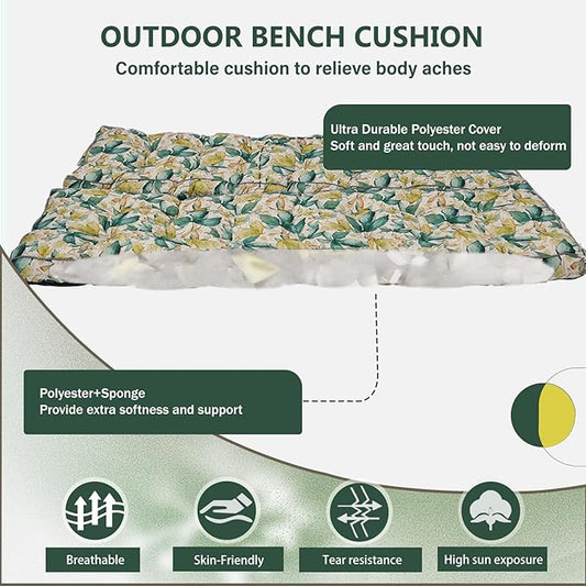2/3 Seater Swing Replacement Cushion, Waterproof Porch Swing Cushions with Backrest, Thickened Bench Cushions for Outdoor Furniture, for Outdoor Patio Swing (Clover, 63 * 40in)