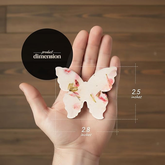 50pcs Large (2.85" h x 3" w) Garden Butterfly Seed Paper – Writable & Plantable Wildflower, Mom's Gift for Birthday, Use for Wedding, Baby Shower, & Party Favors