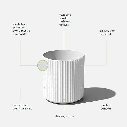 Veradek Demi Series Round Planter for Porch, Patio, Backyard | Durable Plastic-Stone Composite Material | Modern Décor for Tall Plants, Flowers