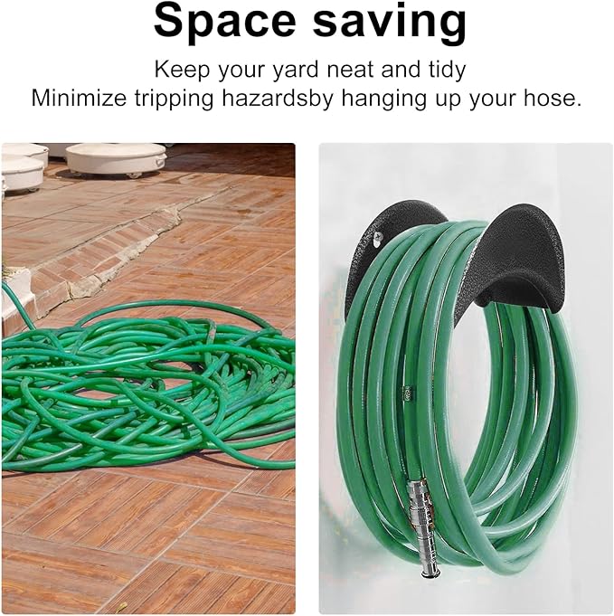 GARTOL Garden Hose Holder Heavy Duty Wall Mount, High Carbon Steel Hose Hanger for Outside Yard, Rust Proof