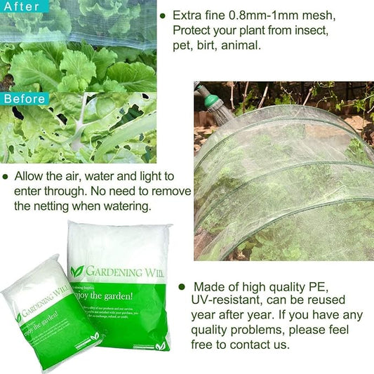 6.5Ftx 25Ft Mosquito Bug Insect Bird Net Barrier Hunting Blind Garden Netting for Protect Your Plant Fruits Flower