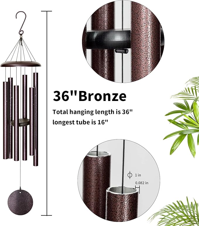 Wind Chimes for Outside, 36'' Wind Chime Outdoors Deep Tone Unique Wind Chimes Outdoor Clearance, Gifts for Mother's Day/Housewarming/Christmas