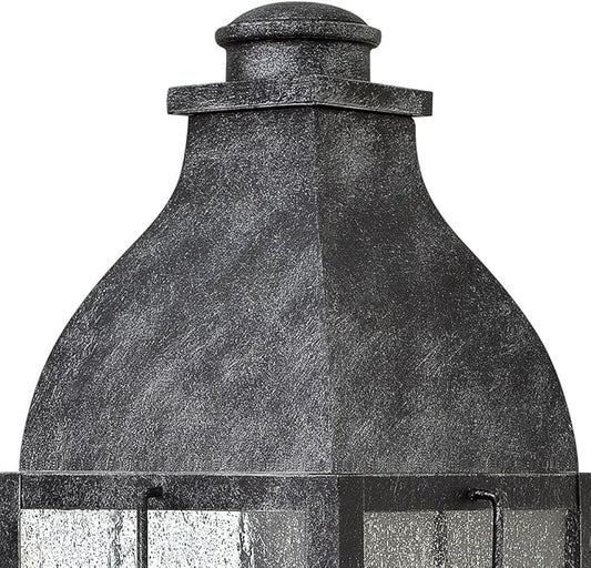 Hinkley Bingham Medium Wall Mount Outdoor Lantern - Gas Light Style, Aluminum, Clear Seedy Glass - Greystone Finish