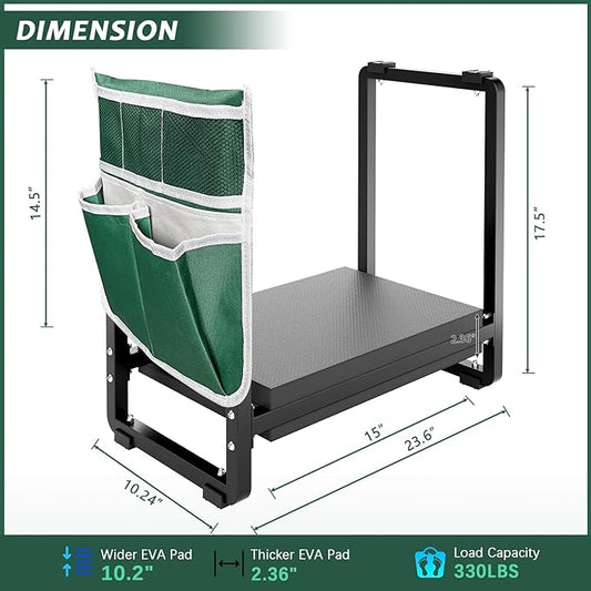 FLINTER 10.2" Wider Garden Kneeler and Seat, Heavy Duty Thick Gardening Bench for Kneeling and Seat - Garden Kneelers for Seniors, Gardening Stools for Women, Grandparents, Gardeners, Black
