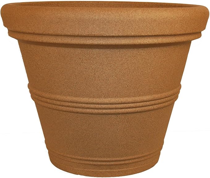 Tusco Products RR155SS Classic Rolled Rim Garden Planter, 15.5", Sandstone