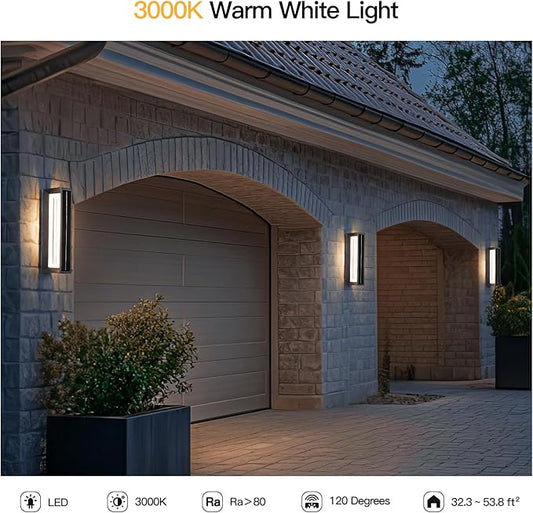 20.5" Solar Wall Lights Outdoor Waterproof, Modern Porch Light, 3000K LED Solar Wall Sconces Lights Outdoor, 1 Pack Front Door Light Fixture Dusk to Dawn, Large Exterior Garage Light for House