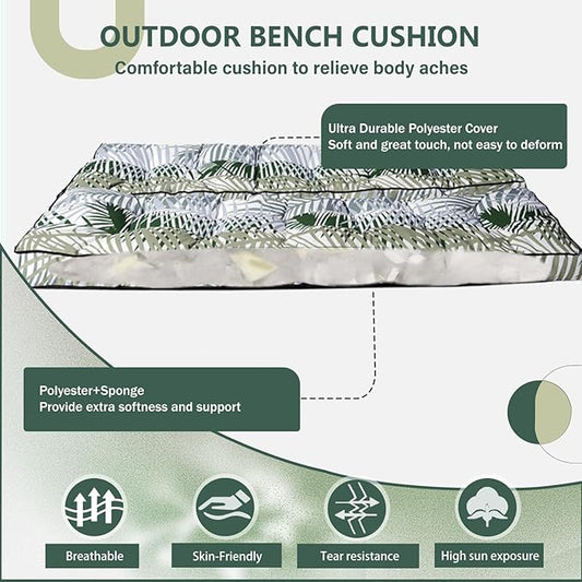 2/3 Seater Swing Replacement Cushion, Waterproof Porch Swing Cushions with Backrest, Thickened Bench Cushions for Outdoor Furniture, for Outdoor Patio Swing (Hawaii, 70.8 * 40in)