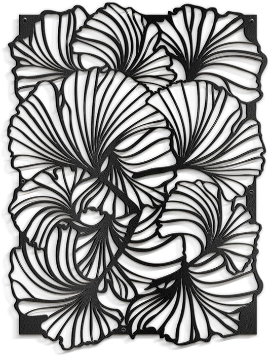 SIGNLEADER Metal Wall Art Decor Tulip Flower Minimalist Modern Abstract Wall Sculpture Hangings Home Decoration for Living Room, Bedroom, Bathroom, Kitchen, Outdoor - 18" Black