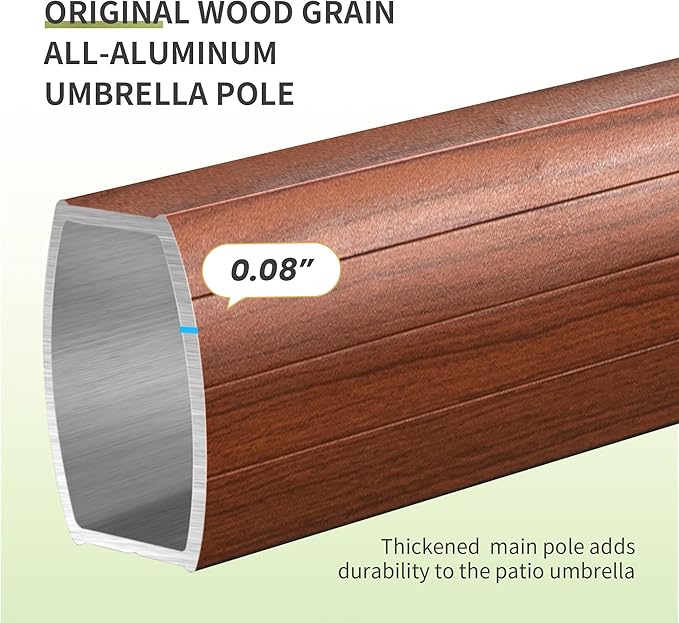 JZAC & QZYD 10 X 13 FT Patio Umbrella with Base, Outdoor Cantilever Offset Rectangle Heavy Duty Umbrellas with 360° Rotation Double Top and Deluxe Wood Grain for Pool Deck Backyard Garden, Gray