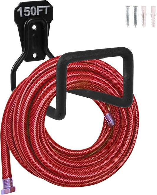 PeoMev 2pcs Heavy Duty Hose Hanger Garden Hose Storage Black Water Hose Holders for Outside Wall Mount Garden Hose Reel Hose Stand
