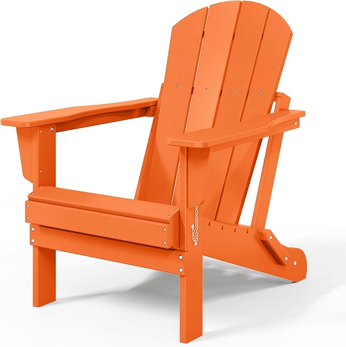 WestinTrends Malibu 4-Piece Set Outdoor Folding Poly Adirondack Chair, Orange