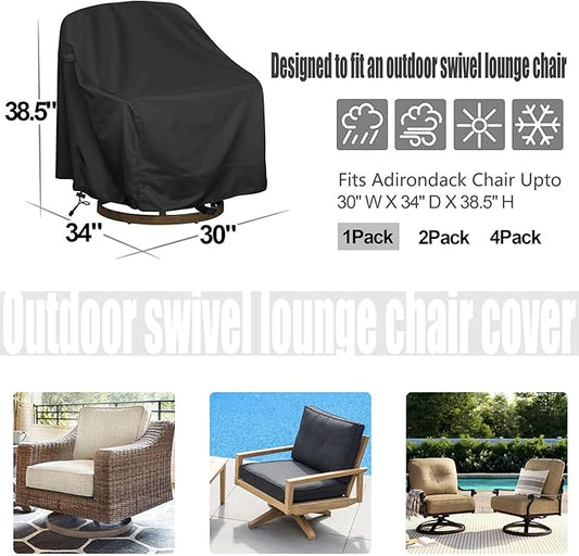 Outdoor Swivel Lounge Chair Cover,Waterproof Heavy Duty Outdoor Chair Covers, (30" W X 34" D X 38.5" H) Patio Furniture Cover for Swivel Patio Lounge Chair