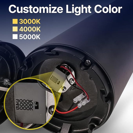 LightingLabs Led Bollard Landscape Lighting 10 Watts 25 Inch 3CCT 3000/4000/5000K 120-277V Outdoor Pathway Light Wired Ideal for Garden, Commercial Driveway Rated IP65 ETL Listed Circular Flat Louvre