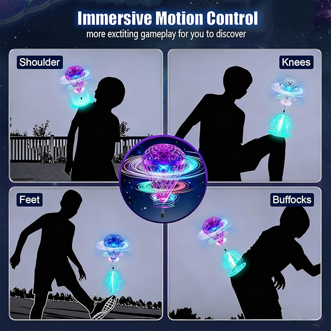 Magical Flying Ball,Flying Toy For Kids With Motion-Control & 3d Flip,Usb Rechargeable Cool Hover Bouncing Spinner Gift For Boys Girls Teens Ages 8 9 10 11 12 Years Old (Silver)