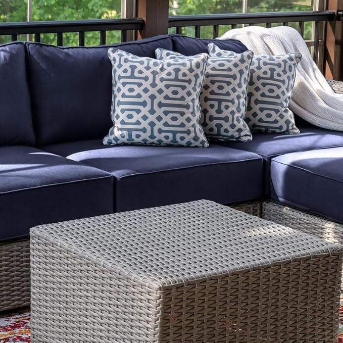 14 Piece Outdoor Patio Waterproof Cushion Covers, Fits 6-Seat Wicker Rattan Sectional Couch Chair Furniture Cover Replacement Set - Fade-Resistant Patio Cushion Covers with Zipper
