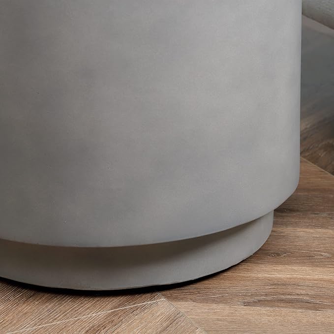 HOMCOM Round Side Table, Lightweight Accent Table with Concrete Finish, End Table with 4 Adjustable Feet for Indoor, Outdoor, Light Gray