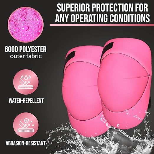 Foam Knee Pads for Women with Adjustable Multi-Sized Fastening, Pink, 1 Pair - All Day Comfort, Made in USA - Guards for Gardening, Flooring, or Construction