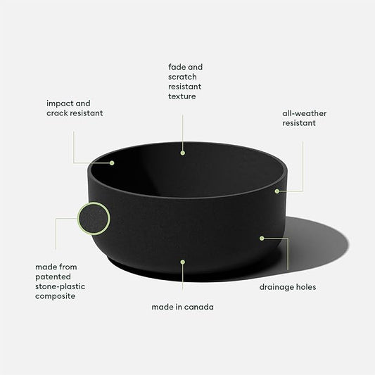 Veradek Mason Series Kona Bowl Planter - Round Planter for Indoor or Outdoor Tabletop/Balcony | Durable Plastic-Stone Composite Material | Modern Décor for Flowers, Succulents, Small Plants