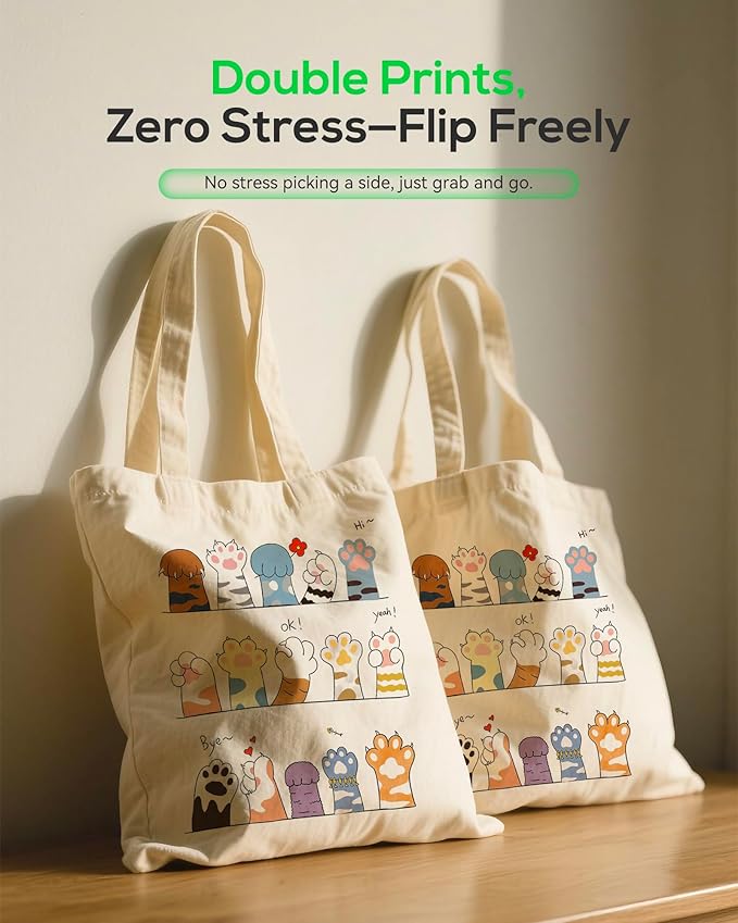 METALPHA Aesthetic Tote Bag for Women Girls - Resuable Double-Sided Printed Canvas Tote Bag with Snap Closure and Pocket